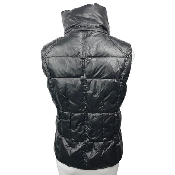Aqua Women's Black Zip Up Quilted Pockets High Neck Packable Puffer Vest Coat S - Picture 2 of 4